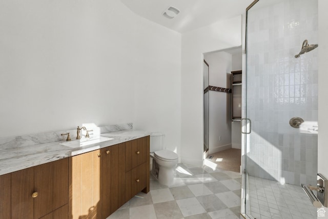 2738 Longspur Ln, Park City, UT 84098 - bathroom with vanity, a shower with door, and toilet
