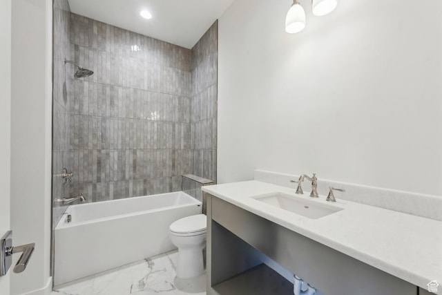 2738 Longspur Ln, Park City, UT 84098 - full bathroom with vanity, tiled shower / bath, and toilet
