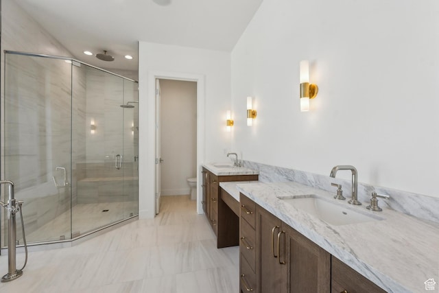 2738 Longspur Ln, Park City, UT 84098 - bathroom featuring walk in shower, vanity, and toilet