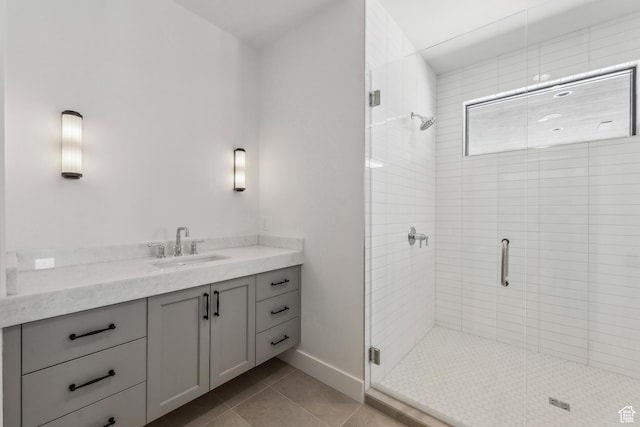 2738 Longspur Ln, Park City, UT 84098 - bathroom with vanity, tile patterned floors, and a shower with shower door