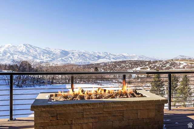 9791 N Uinta Dr, Kamas, UT 84036 - exterior space with an outdoor fire pit and a mountain view