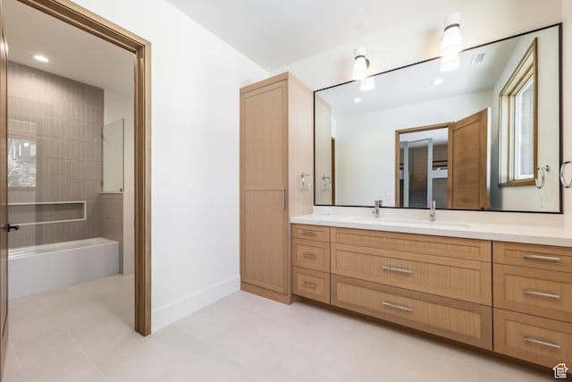 9791 N Uinta Dr, Kamas, UT 84036 - full bathroom with a bath, baseboards, recessed lighting, and vanity