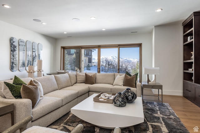 9791 N Uinta Dr, Kamas, UT 84036 - living room with recessed lighting, baseboards, and wood finished floors