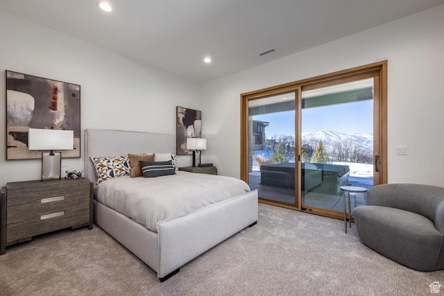 9791 N Uinta Dr, Kamas, UT 84036 - bedroom featuring carpet floors, visible vents, access to outside, and recessed lighting