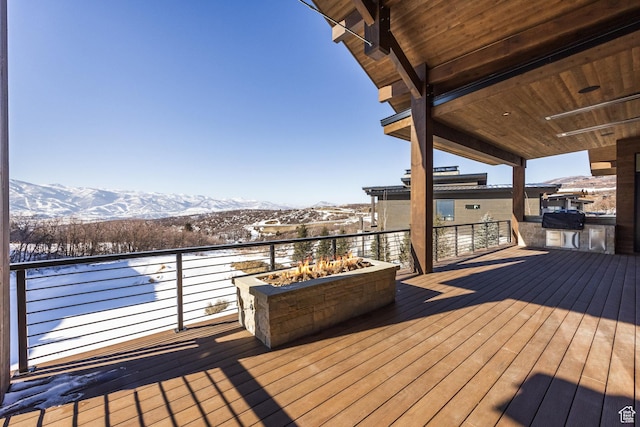 9791 N Uinta Dr, Kamas, UT 84036 - snow covered deck featuring a mountain view