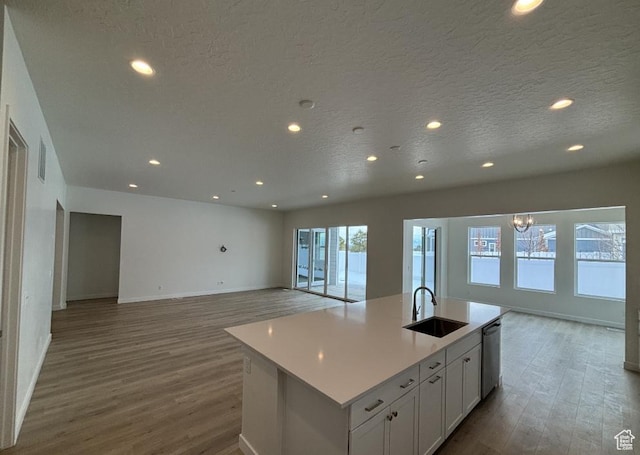 283 E Polaris Dr Unit 102, Saratoga Springs, UT 84045 - kitchen featuring stainless steel dishwasher, wood finished floors, open floor plan, and a sink