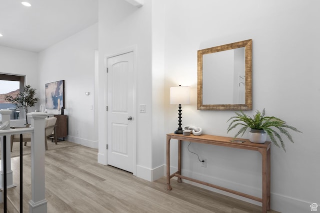 hall featuring light hardwood / wood-style floors