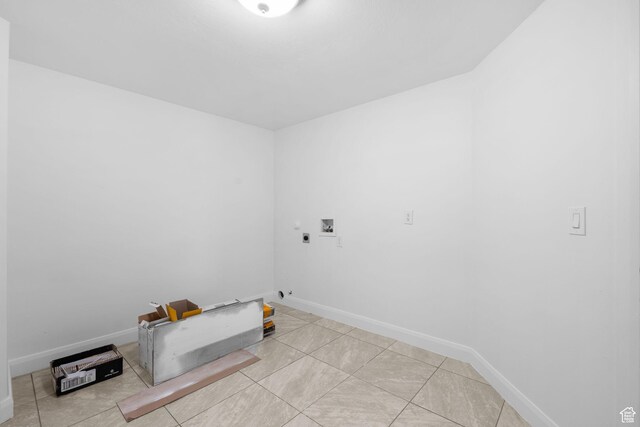 laundry room with washer hookup, light tile patterned floors, electric dryer hookup, and gas dryer hookup
