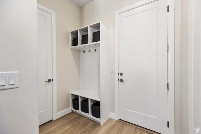 mudroom featuring light wood-type flooring