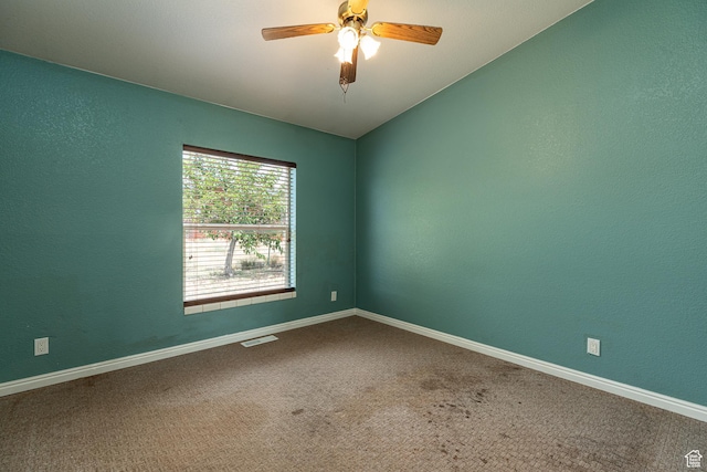 1361 S Roadrunner Cir, Kanab, UT 84741 - carpeted empty room featuring vaulted ceiling and ceiling fan
