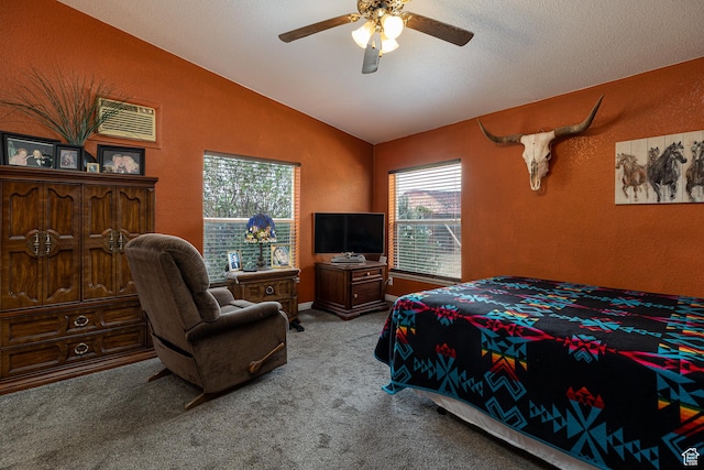 1361 S Roadrunner Cir, Kanab, UT 84741 - bedroom featuring multiple windows, lofted ceiling, light colored carpet, and ceiling fan