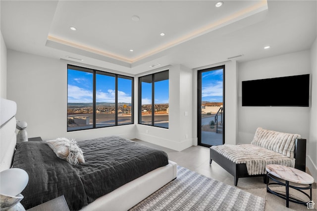63 E Colima Rd, Washington, UT 84780 - bedroom with access to exterior, a tray ceiling, and recessed lighting