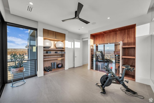 63 E Colima Rd, Washington, UT 84780 - workout area with a ceiling fan and recessed lighting