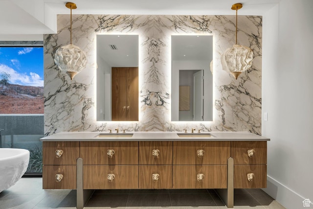 63 E Colima Rd, Washington, UT 84780 - full bathroom featuring double vanity and a soaking tub