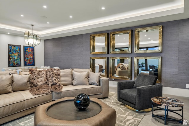 63 E Colima Rd, Washington, UT 84780 - living room featuring a tray ceiling and recessed lighting