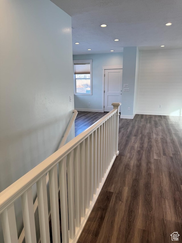 205 W 400 S, Ephraim, UT 84627 - hall featuring an upstairs landing, dark wood-style floors, recessed lighting, and baseboards