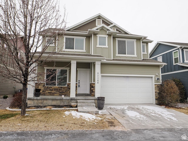 view of front of property with a garage