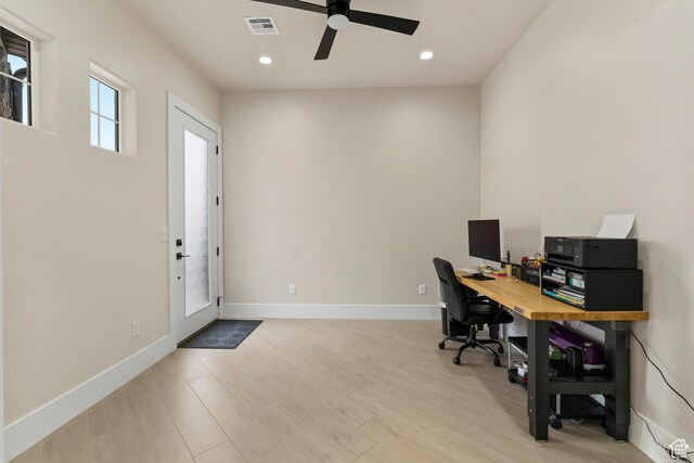 802 E Prairie Way, Washington, UT 84780 - office area with ceiling fan and light hardwood / wood-style floors