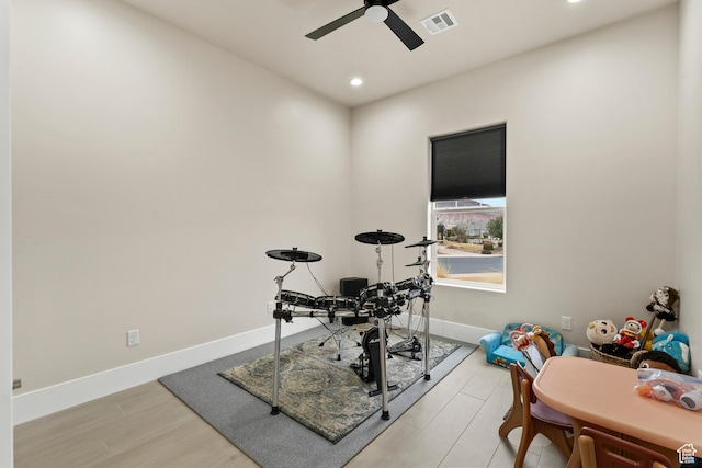 802 E Prairie Way, Washington, UT 84780 - exercise area featuring light hardwood / wood-style floors and ceiling fan