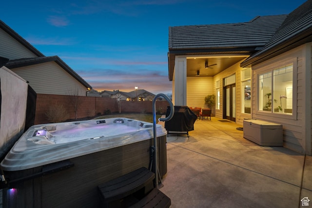 802 E Prairie Way, Washington, UT 84780 - patio terrace at dusk featuring a hot tub