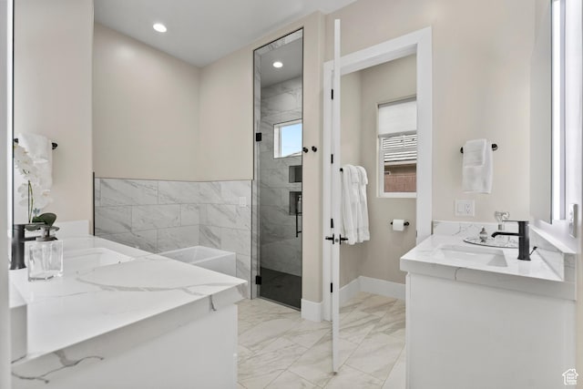 802 E Prairie Way, Washington, UT 84780 - bathroom with vanity and a shower with shower door