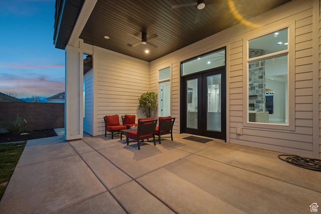 802 E Prairie Way, Washington, UT 84780 - patio terrace at dusk with french doors and ceiling fan