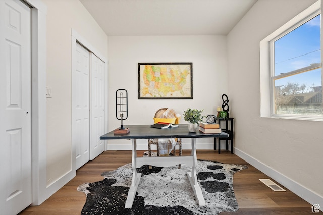 160 N Adams Ave E, Ogden, UT 84404 - home office with baseboards, visible vents, and dark wood-style flooring