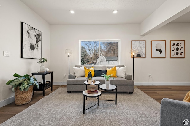160 N Adams Ave E, Ogden, UT 84404 - living room featuring wood finished floors, baseboards, and recessed lighting