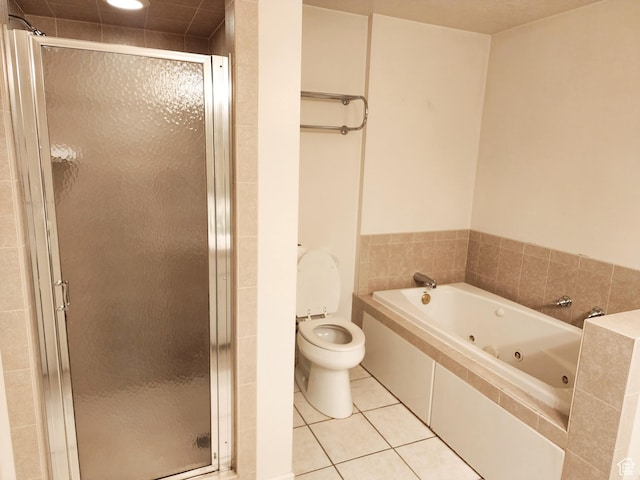 8298 S Arlington Ct, West Jordan, UT 84088 - bathroom featuring tile patterned floors, toilet, and independent shower and bath