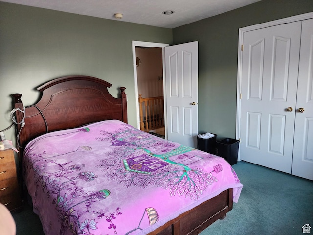 8298 S Arlington Ct, West Jordan, UT 84088 - bedroom featuring dark carpet and a closet