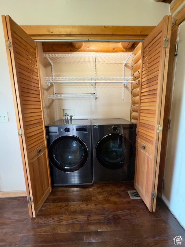 485 S Woodland Hills Dr, Woodland Hills, UT 84653 - laundry area with separate washer and dryer, dark wood-style flooring, and baseboards