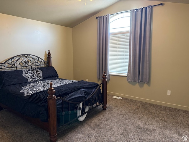 2044 N Evans Cove Loop W, Layton, UT 84041 - bedroom with baseboards, lofted ceiling, multiple windows, and carpet