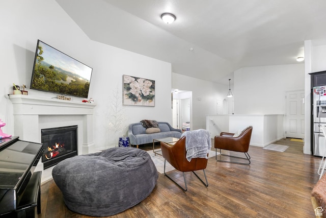 5171 W Dartford Way, West Valley City, UT 84120 - living room featuring dark hardwood / wood-style floors and vaulted ceiling