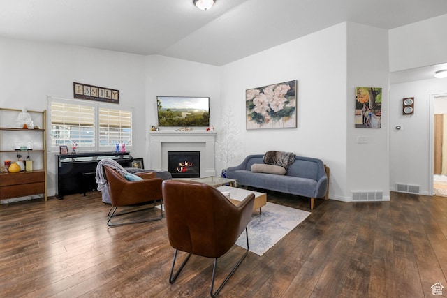 5171 W Dartford Way, West Valley City, UT 84120 - living room with dark wood-type flooring and vaulted ceiling