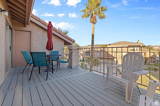 deck with a residential view