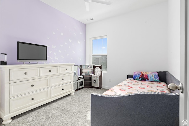 11283 S Willow Walk Dr W, South Jordan, UT 84009 - bedroom featuring light carpet, ceiling fan, and baseboards