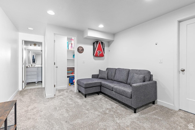 11283 S Willow Walk Dr W, South Jordan, UT 84009 - carpeted living room with recessed lighting and baseboards
