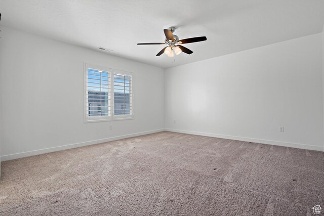 621 W 950 S, Springville, UT 84663 - spare room featuring ceiling fan, baseboards, visible vents, and light carpet