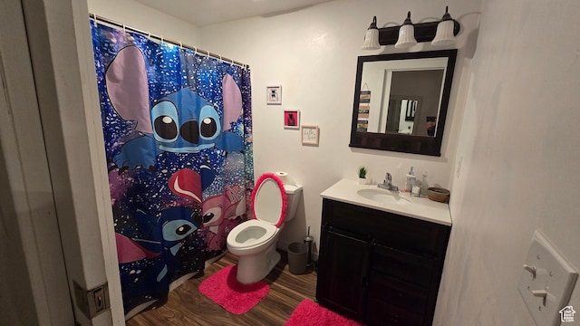 5343 W Big Sur Dr, South Jordan, UT 84009 - bathroom featuring vanity, toilet, and wood finished floors