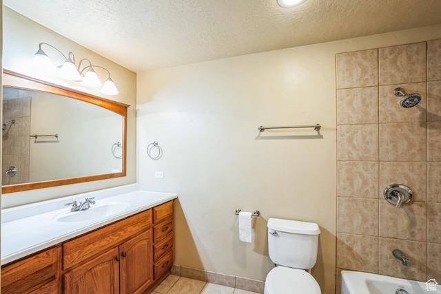 877 S 200 W, Mona, UT 84645 - full bathroom with tile patterned floors, toilet, a textured ceiling, and vanity