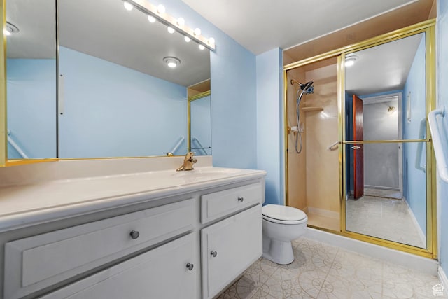 241 N Vine St W Unit 1101E, Salt Lake City, UT 84103 - bathroom featuring vanity, walk in shower, and toilet