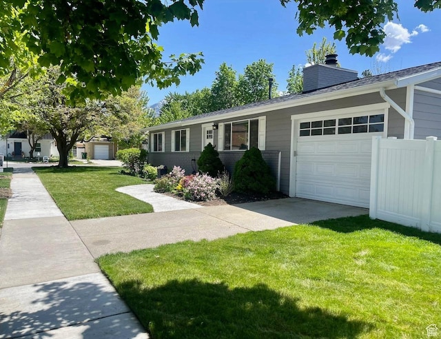 1460 E Amalfi Ave, Sandy, UT 84093 - ranch-style house featuring an attached garage and a chimney
