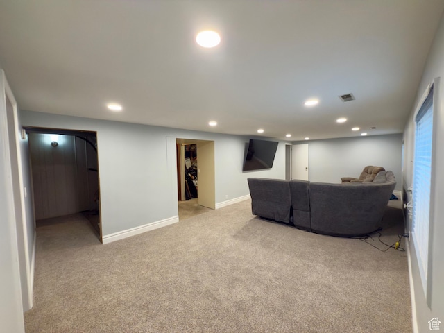 1460 E Amalfi Ave, Sandy, UT 84093 - living room featuring light carpet, recessed lighting, and baseboards