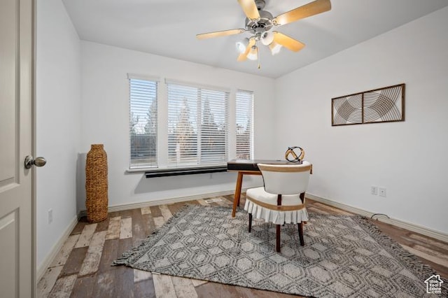 1952 E Meadow Downs Way, Cottonwood Heights, UT 84121 - office with baseboards, wood finished floors, and a ceiling fan