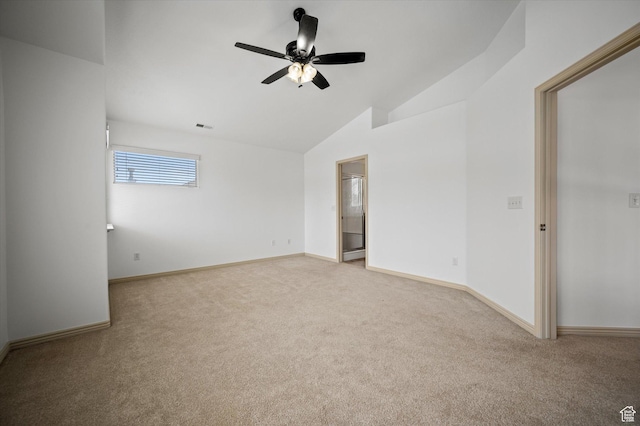 1952 E Meadow Downs Way, Cottonwood Heights, UT 84121 - carpeted empty room featuring lofted ceiling, a ceiling fan, baseboards, and visible vents