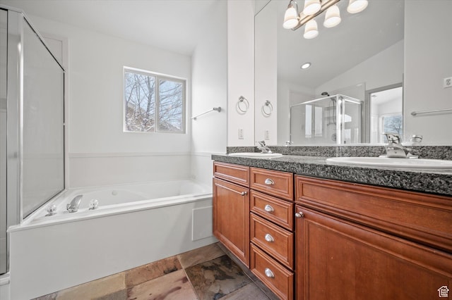 1952 E Meadow Downs Way, Cottonwood Heights, UT 84121 - full bath with a sink, a garden tub, double vanity, and a shower stall