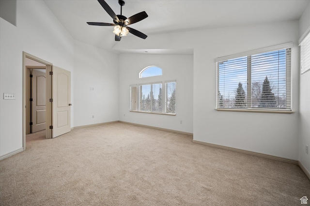 1952 E Meadow Downs Way, Cottonwood Heights, UT 84121 - carpeted empty room with ceiling fan, baseboards, and vaulted ceiling