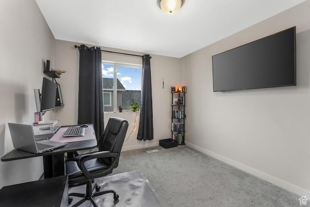 office featuring light carpet