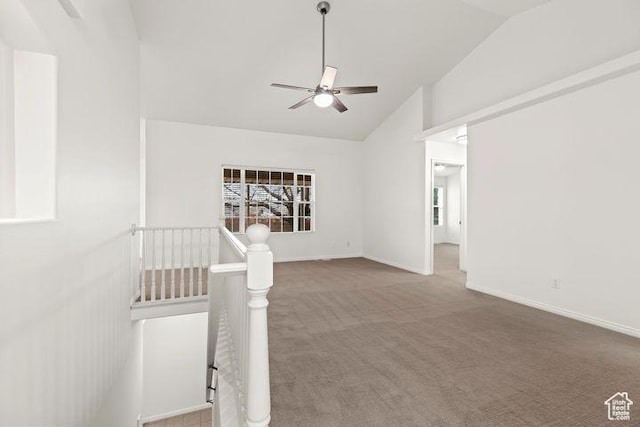 1305 E Riverside Dr Unit 1, St George, UT 84790 - unfurnished room with vaulted ceiling, ceiling fan, carpet, and baseboards