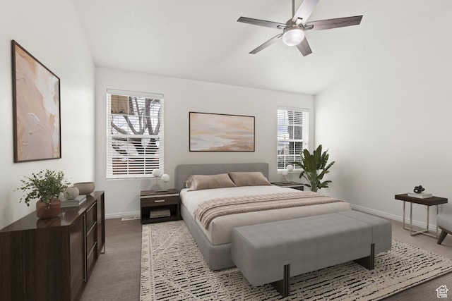 1305 E Riverside Dr Unit 1, St George, UT 84790 - bedroom with baseboards, light colored carpet, and a ceiling fan